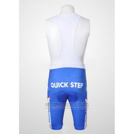 2011 Fahrradbekleidung Quick Step Floor Wei und Azurblau Trikot Kurzarm und Tragerhose